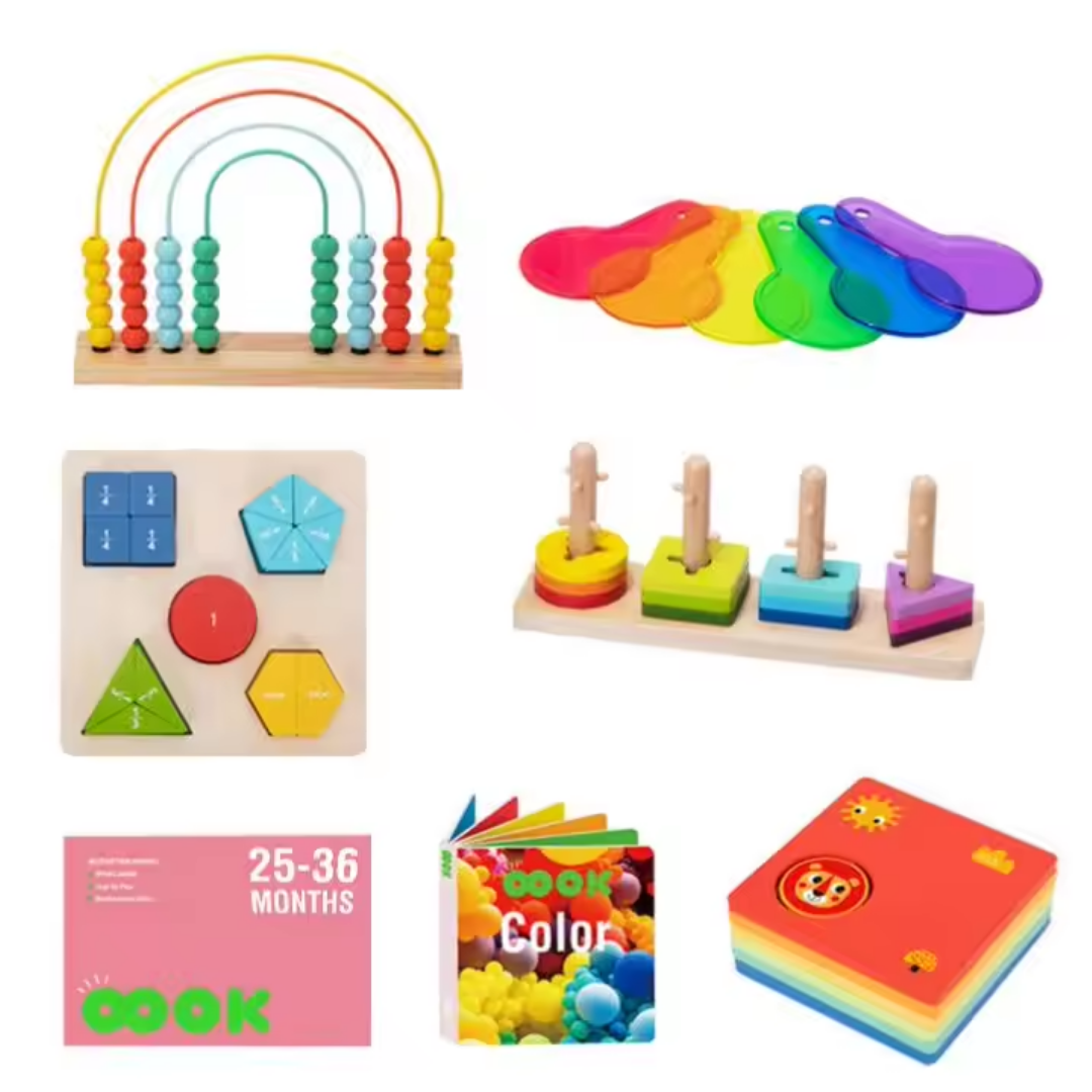 Unlock Early Learning Potential with 6-in-1 Montessori Play Set for Toddlers 25-36 Months.