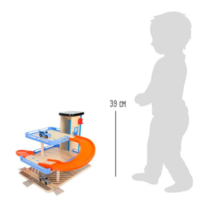 3 - Level Interactive Wooden Garage Playset with Cars, Helicopter & Elevator – 35 - Piece Toy Set for Kids - Fun Learning Store