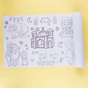 Muslim Kids Coloring Poster for Kids – 0.3×3 Meter with Coloring Pens – Fun & Engaging Islamic Designs - Fun Learning Store