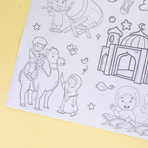 Muslim Kids Coloring Poster for Kids – 0.3×3 Meter with Coloring Pens – Fun & Engaging Islamic Designs - Fun Learning Store