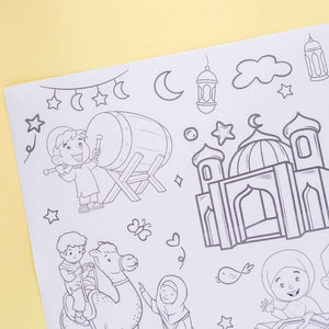 Muslim Kids Coloring Poster for Kids – 0.3×3 Meter with Coloring Pens – Fun & Engaging Islamic Designs - Fun Learning Store