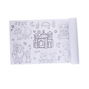 Muslim Kids Coloring Poster for Kids – 0.3×3 Meter with Coloring Pens – Fun & Engaging Islamic Designs - Fun Learning Store