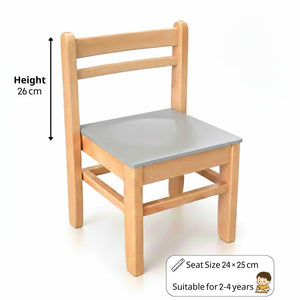 Wooden Children’s Chair Classic S Design – Grey Finish - Fun Learning Store