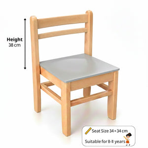 Wooden Children’s Chair Classic S Design – Grey Finish - Fun Learning Store