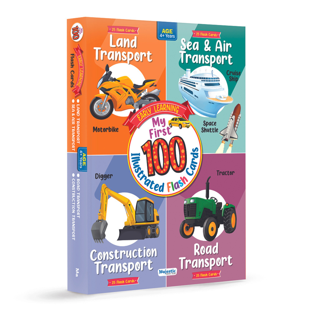 Educational Flash Cards for Early Learning: Road, Sea, Air, and Construction Transport