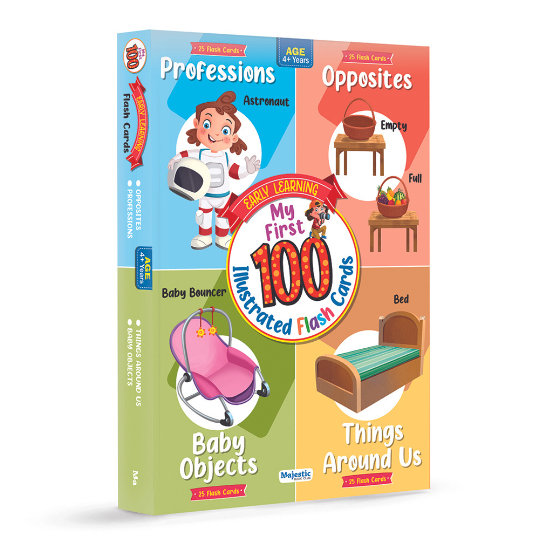 100 Flash Cards Introducing Professions, Everyday Objects, Opposites, and Baby objects