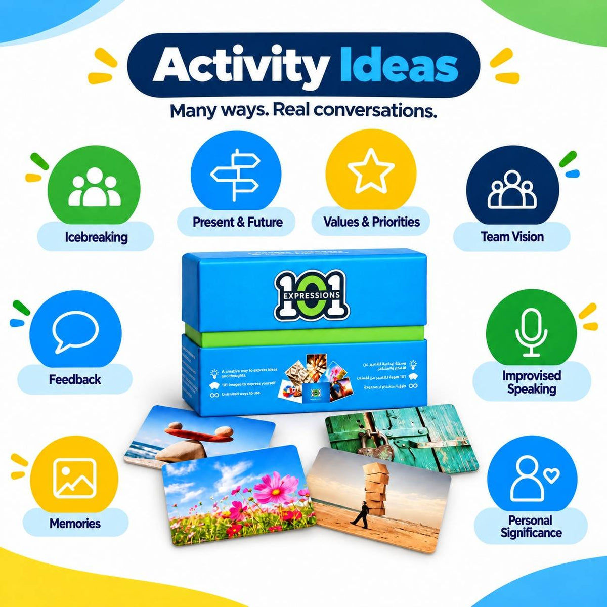 101 Expressions – Visual Expression, Communication & Team-Building Cards - Fun Learning Store