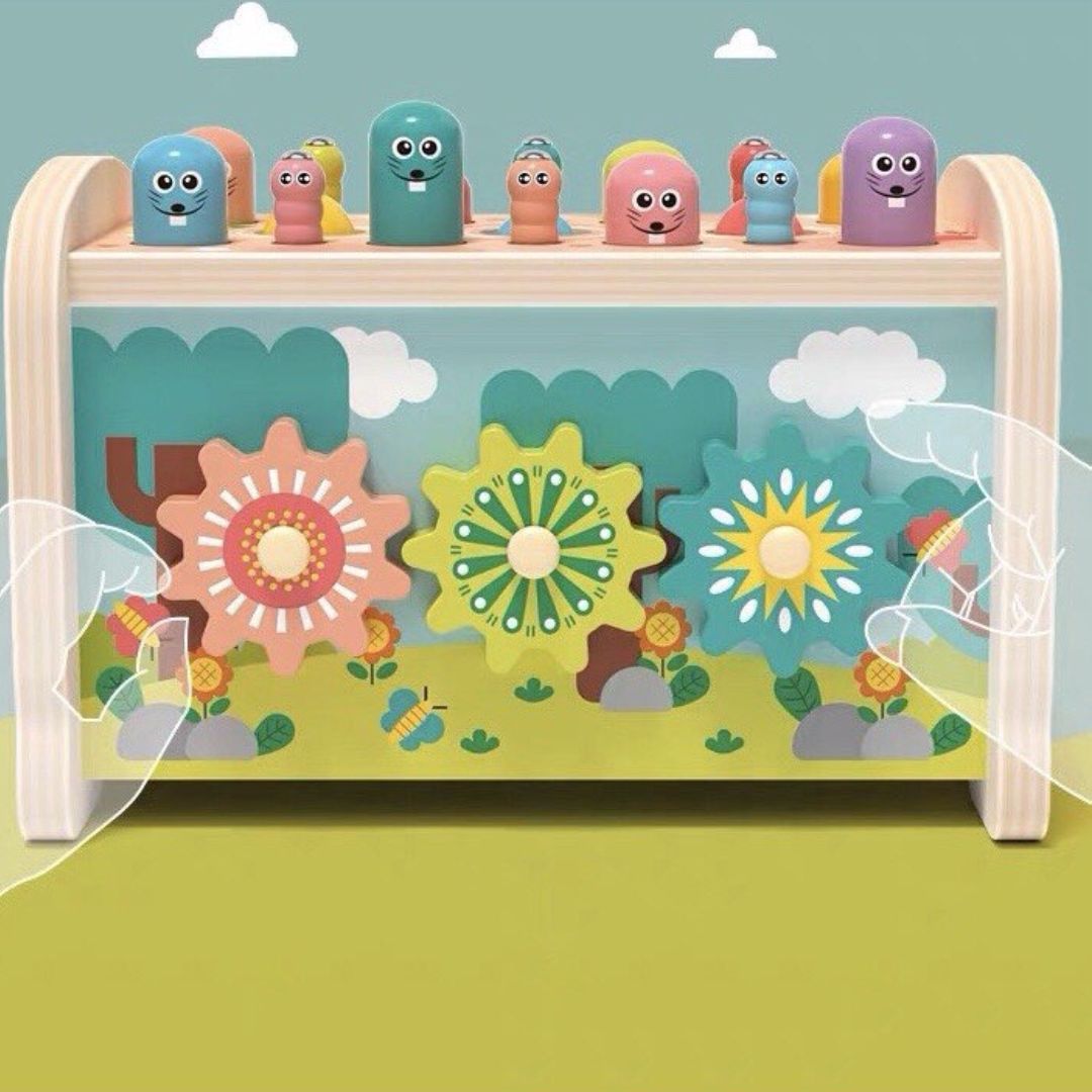 لعبة المطرقة الخشبية التعليمية - هدية مثالية للأولاد والبنات من عمر 1-4 سنوات

