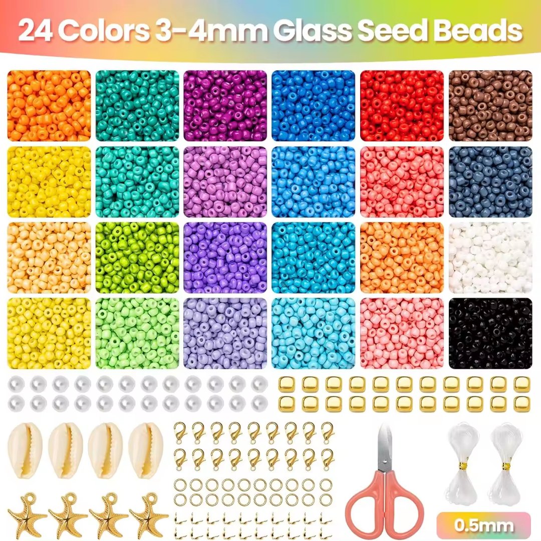 14000pcs 3mm glass seed beads for jewelry making for Jewelry Making Kit with Letter Evils - Eye Beads DIY Art Craft Gifts - Fun Learning Store