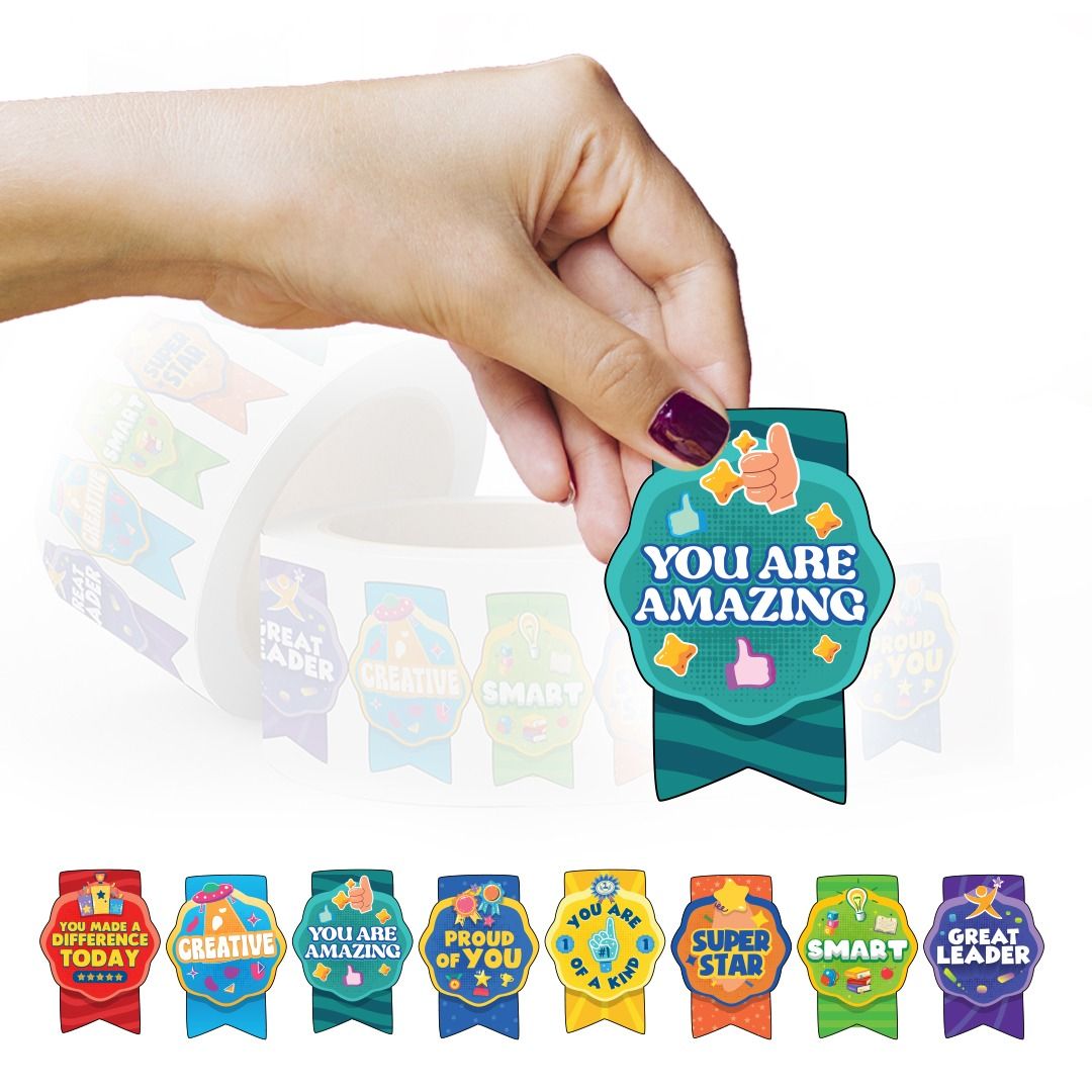 Motivational English Badges for Students - 100 Creative Stickers