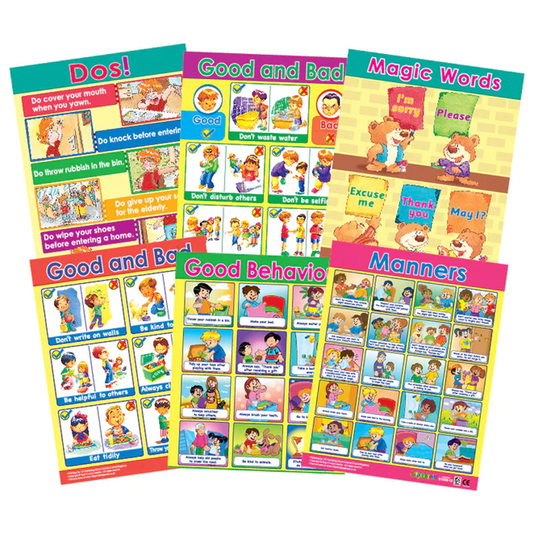 Good Manners Wall Chart Pack (6 Charts) – Teach Kids Positive Social Skills &Behavior