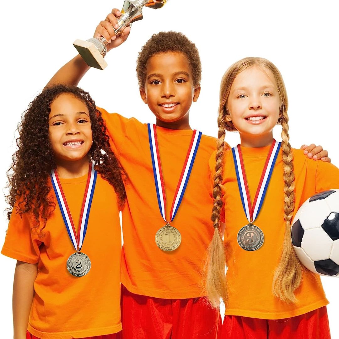 1st, 2nd, and 3rd Place Award Medals for Kids | Set of Gold, Silver, Bronze Medals with Ribbons - Fun Learning Store