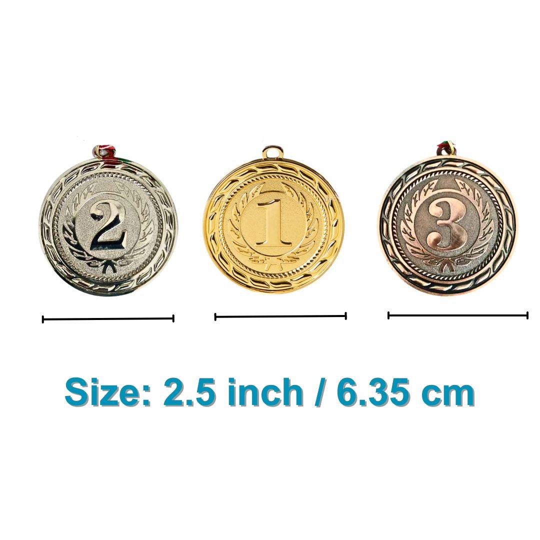 1st, 2nd, and 3rd Place Award Medals for Kids | Set of Gold, Silver, Bronze Medals with Ribbons - Fun Learning Store