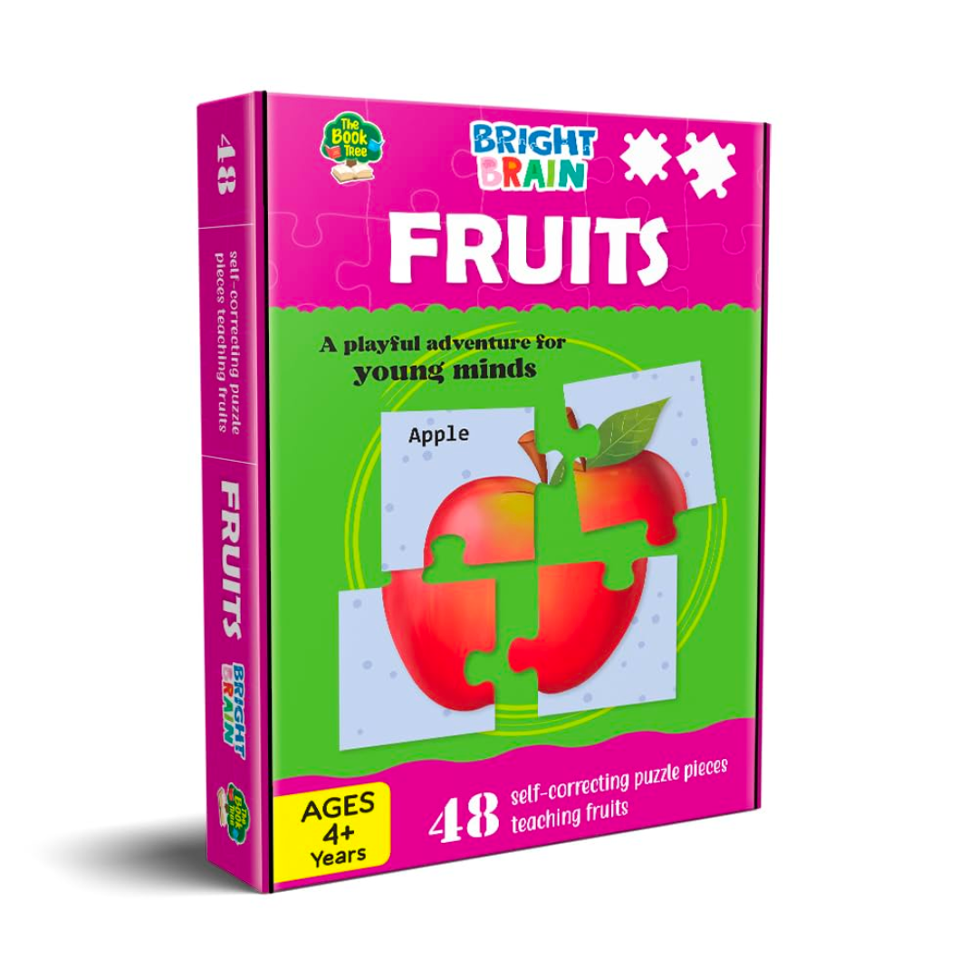 The Book Tree Bright Brain Fruits 48 Piece Jigsaw Puzzle for Preschoolers, Educational Toy for Learning Fruits, Gifts for Kids Ages 3 to 6