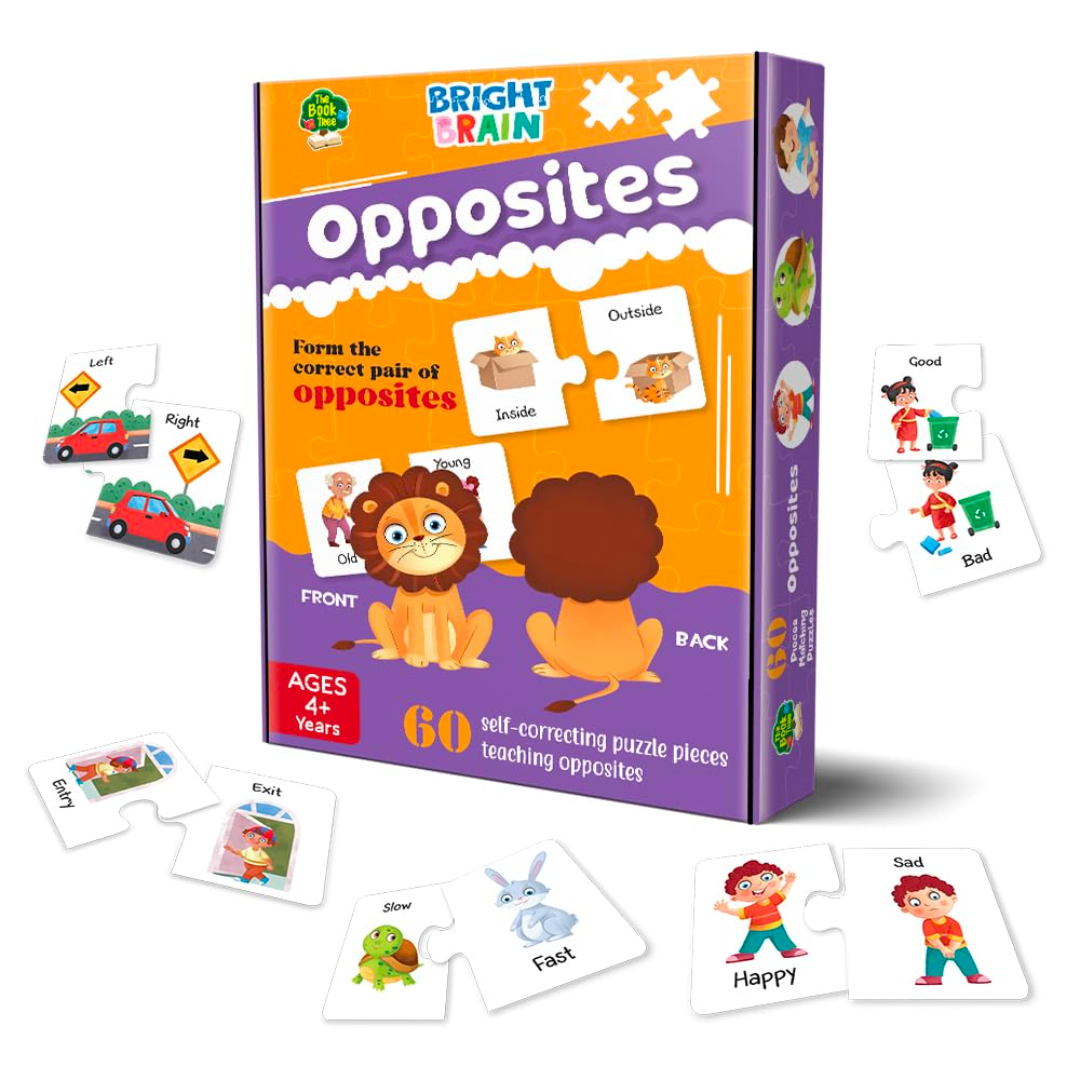The Book Tree Bright Brain Opposites 60 Piece Jigsaw Puzzle for Preschoolers, Educational Toy for Learning Opposites, Gifts for Kids Ages 3 to 6