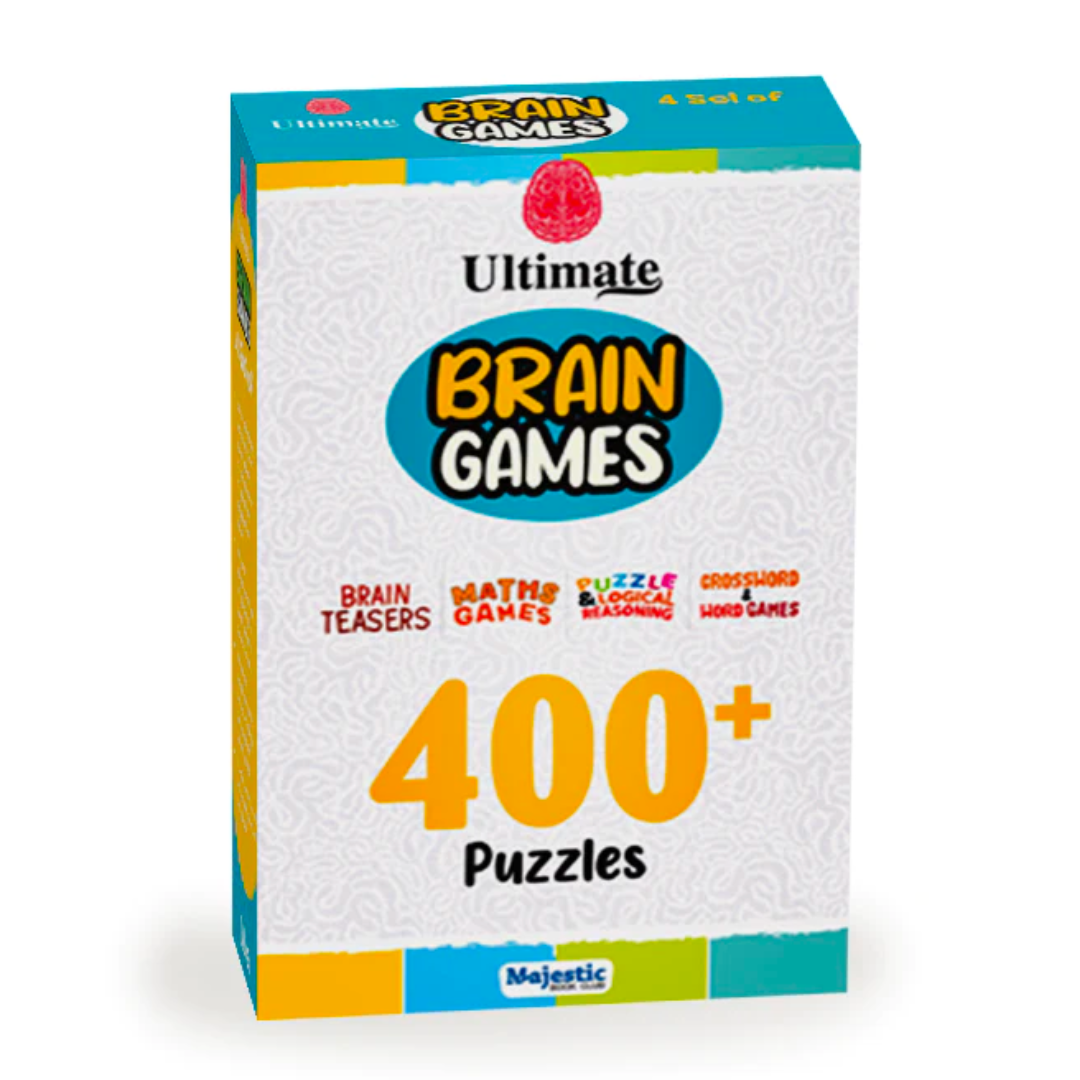 THE ULTIMATE BRAIN GAMES COLLECTION SET OF 4 BOOKS BRAIN BOOSTER ACTIVITIES FOR KIDS PUZZLE & LOGICAL REASONING MATHS GAMES CROSSWORD & WORD GAMES BRAIN TEASERS