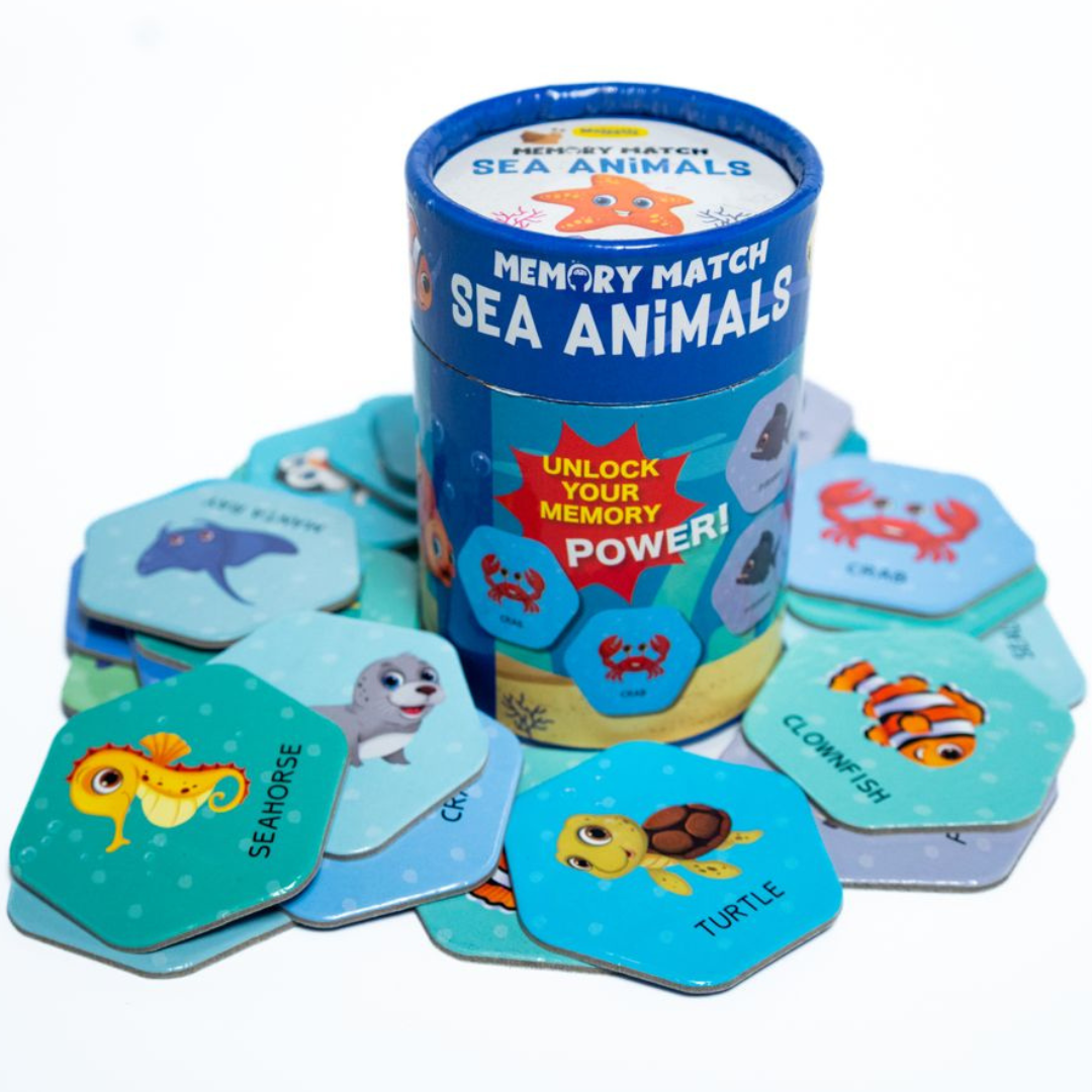 Unlock Memory Game with Sea Animal Cards For Kids