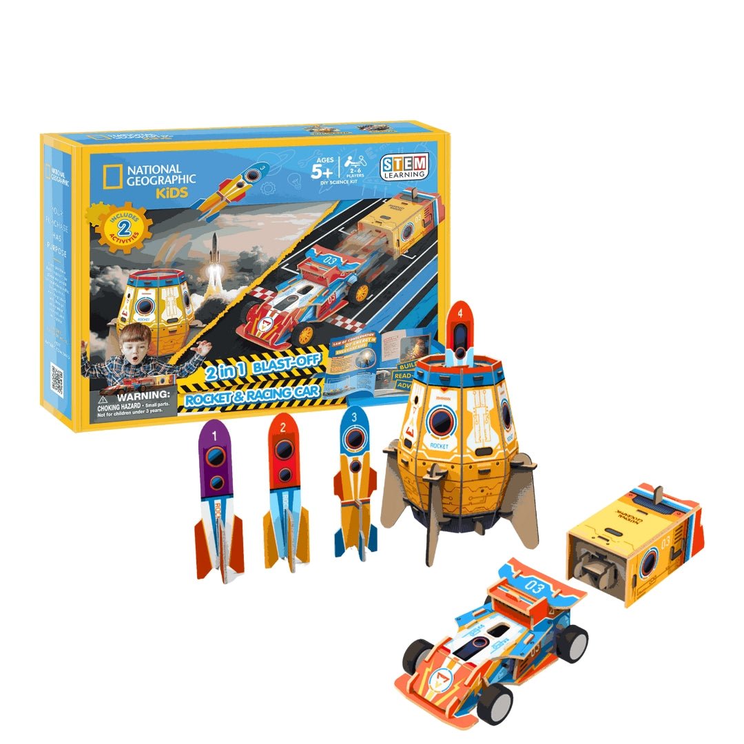 2 in 1: Blast - Off Rocket & Racing Car – Double the Action, Double the Fun! - Fun Learning Store