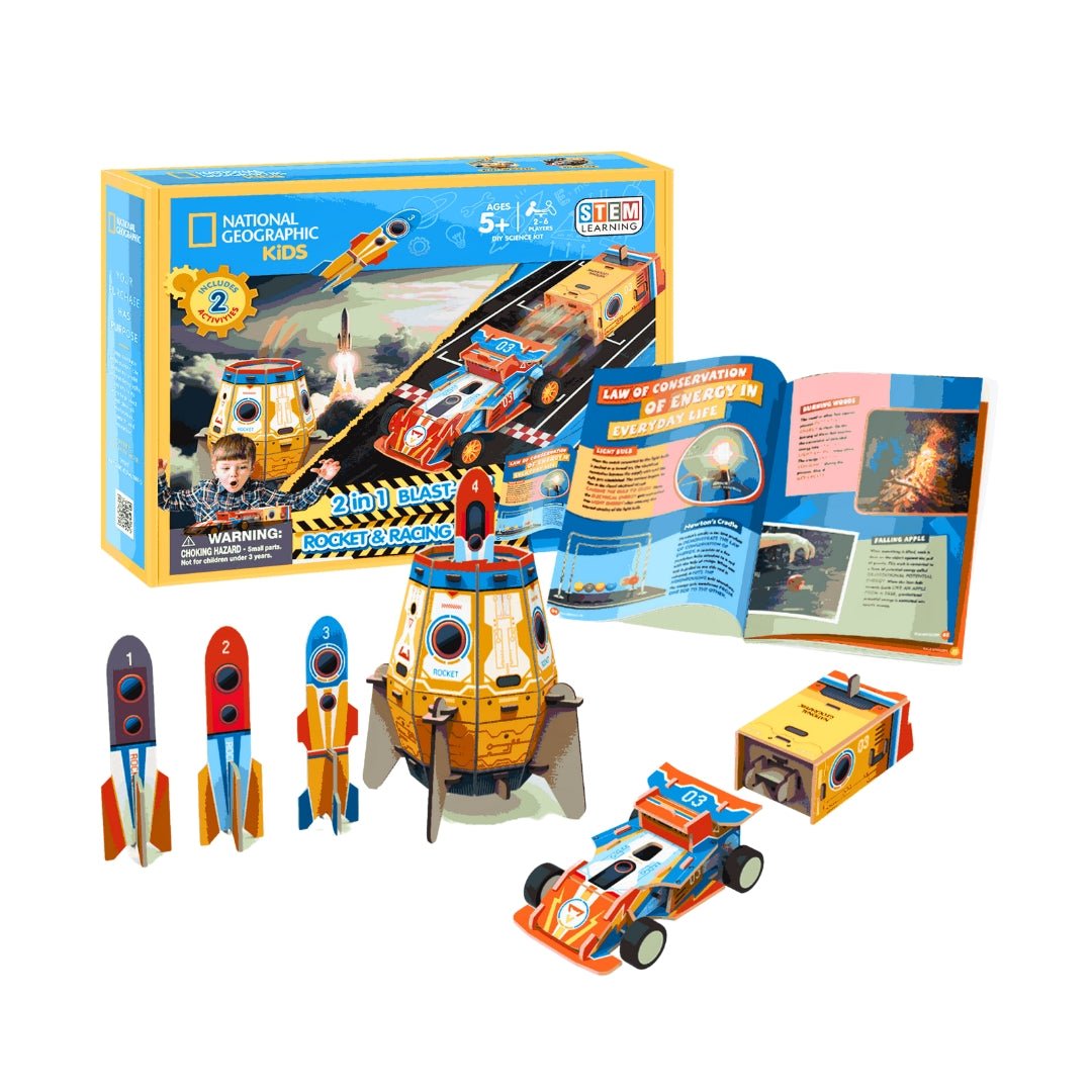 2 in 1: Blast - Off Rocket & Racing Car – Double the Action, Double the Fun! - Fun Learning Store