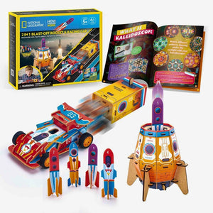 2 in 1: Blast - Off Rocket & Racing Car – Double the Action, Double the Fun! - Fun Learning Store