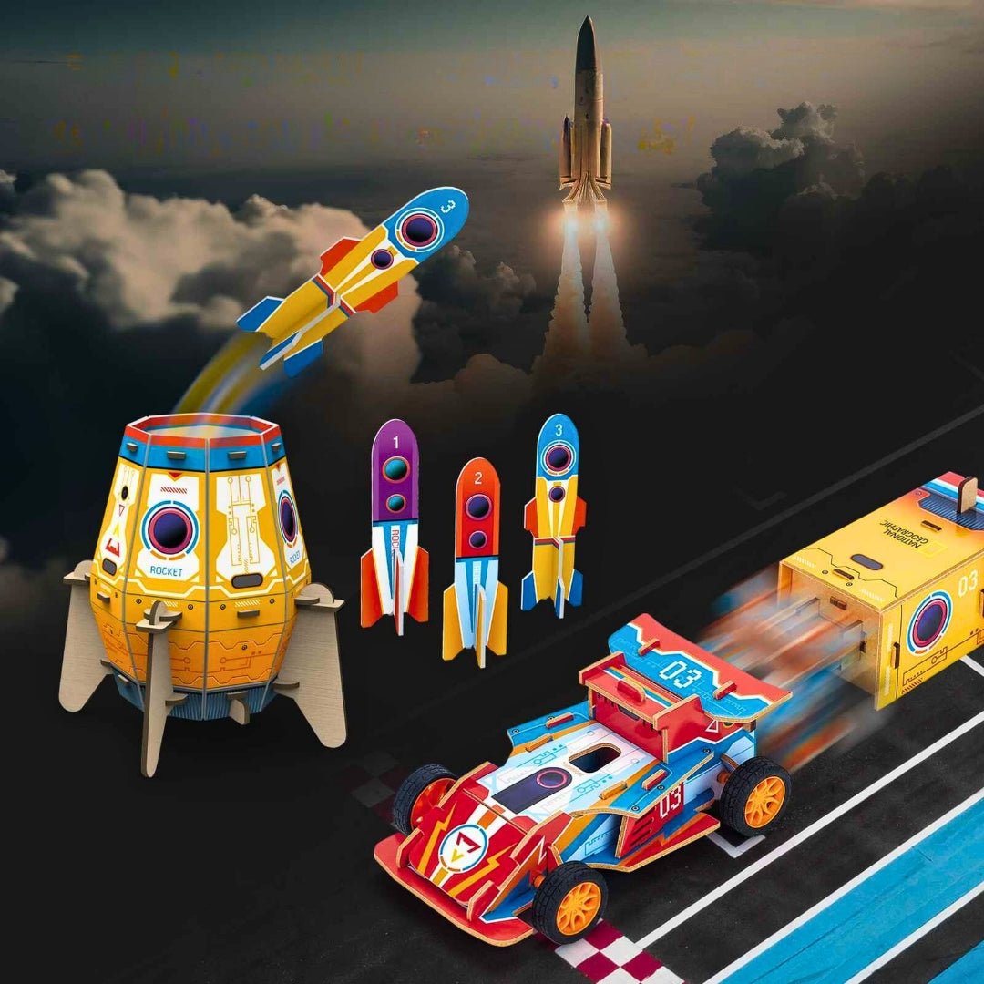 2 in 1: Blast - Off Rocket & Racing Car – Double the Action, Double the Fun! - Fun Learning Store