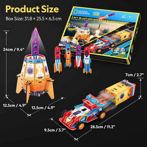 2 in 1: Blast - Off Rocket & Racing Car – Double the Action, Double the Fun! - Fun Learning Store
