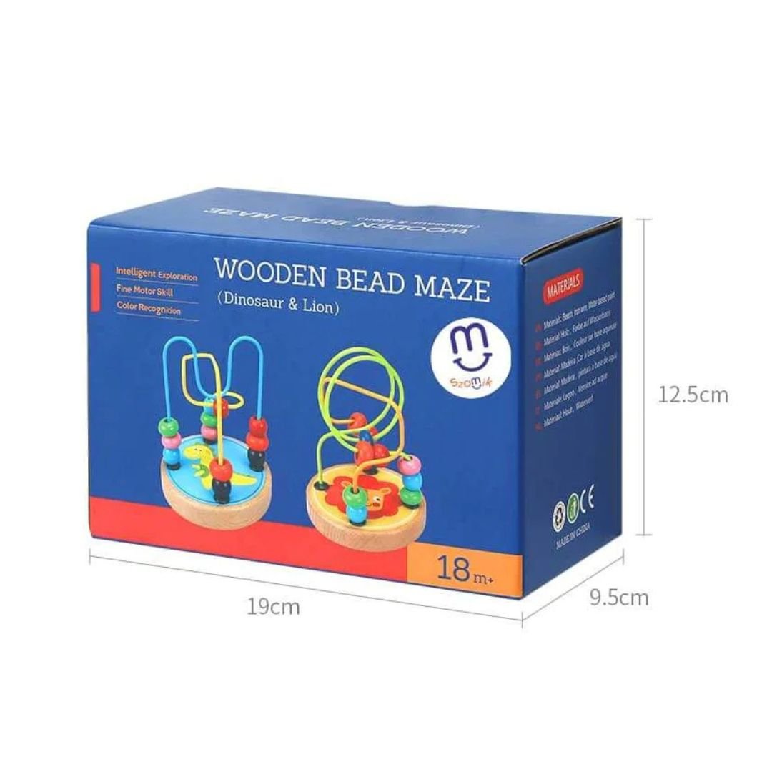 Maz Set 2-in-1 Wooden Bead Maze Set – Fun & Educational Sensory Toy for Toddle ...