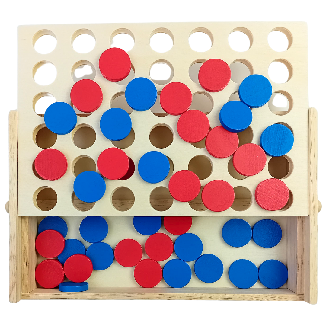  لعبة خشبية لأربع في صف وشطرنج مزدوج - لعبة تعليمية للأطفال