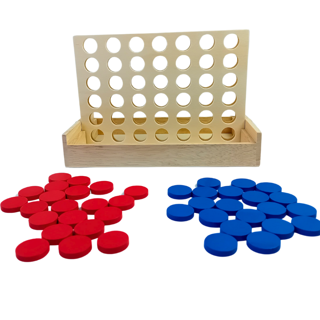  لعبة خشبية لأربع في صف وشطرنج مزدوج - لعبة تعليمية للأطفال