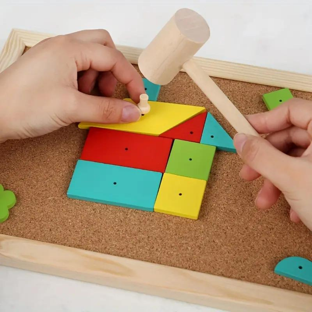 Children's Creative Hammering Toys - Interactive Wooden Pegboard Puzzle Game For Kids