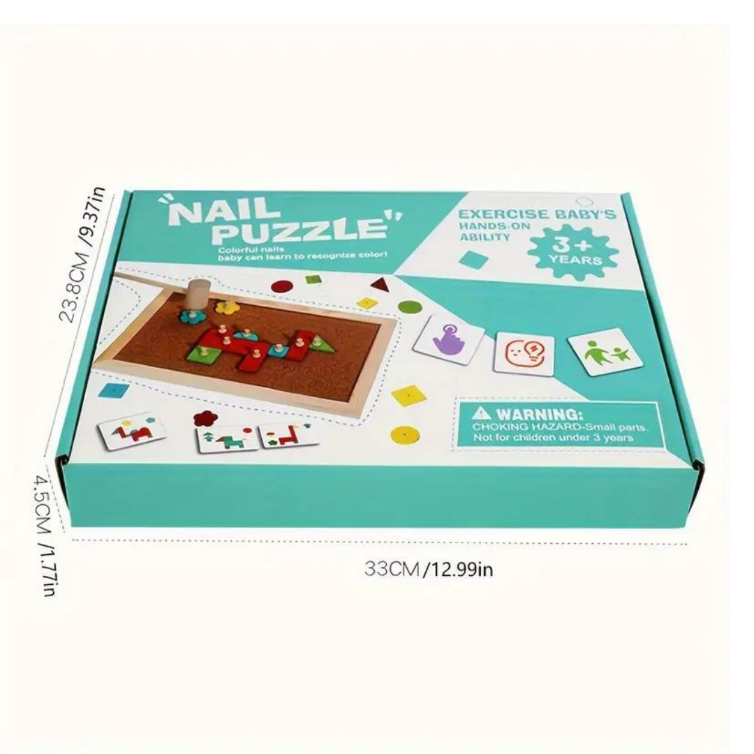 ألعاب الضرب الإبداعية للأطفال - لعبة لغز خشبية تفاعلية مع لوح تثبيت الدبابيس