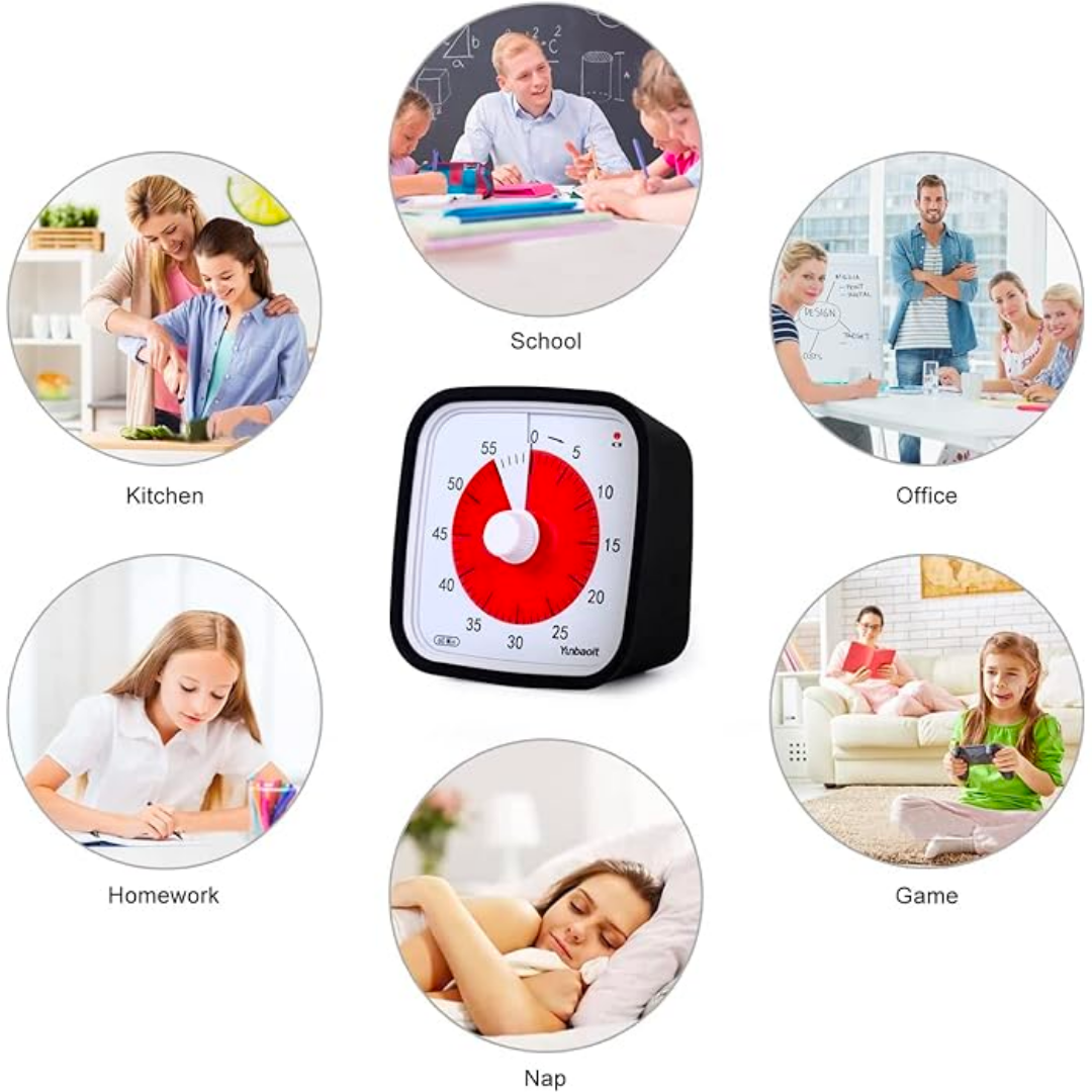 Visual Timer with Protective Case,  60-Minute Countdown Timer for Kids and Adults