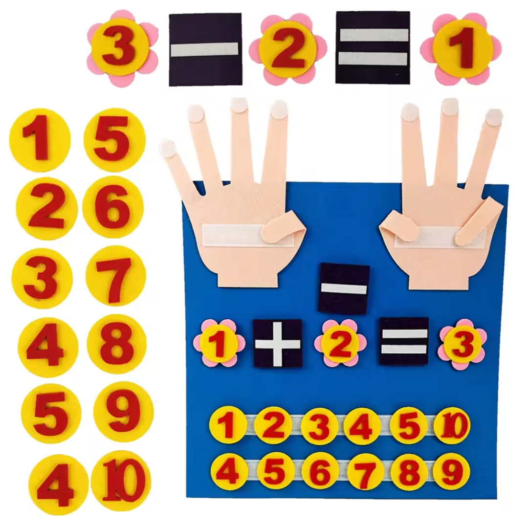 لعبة الأصابع الصوفية لتعليم الأرقام بطريقة مونتيسوري للأطفال: لوح تعليمي للأطفال الصغار