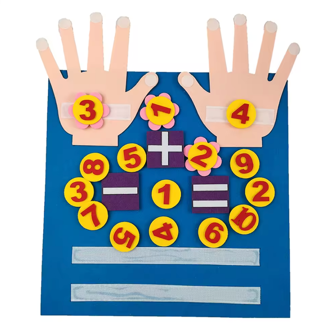 لعبة الأصابع الصوفية لتعليم الأرقام بطريقة مونتيسوري للأطفال: لوح تعليمي للأطفال الصغار