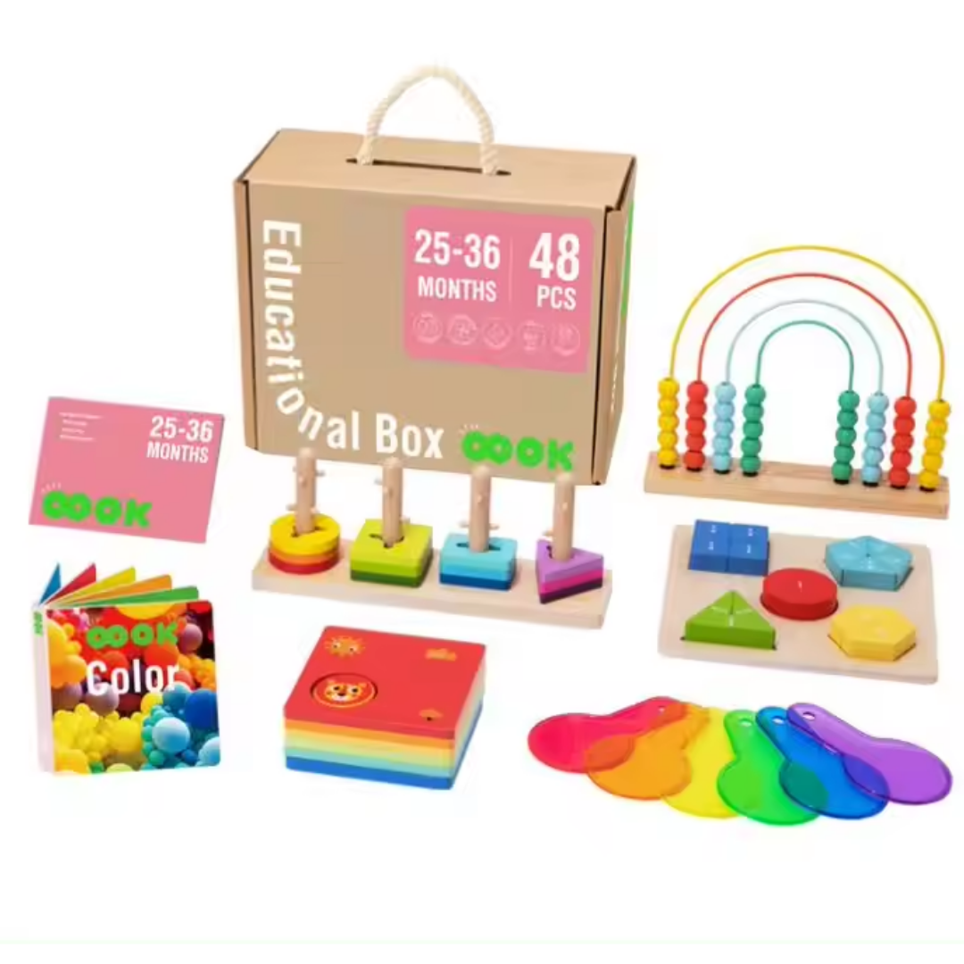 Unlock Early Learning Potential with 6-in-1 Montessori Play Set for Toddlers 25-36 Months.