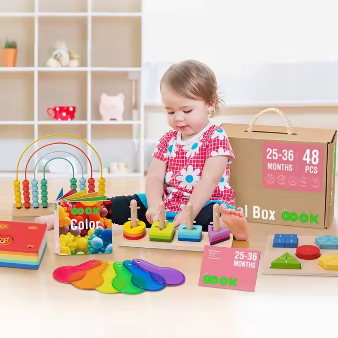 فتح إمكانات التعلم المبكر مع مجموعة اللعب مونتيسوري متعددة الاستخدامات 6 في 1 للأطفال من عمر 25 إلى 36 شهرًا.