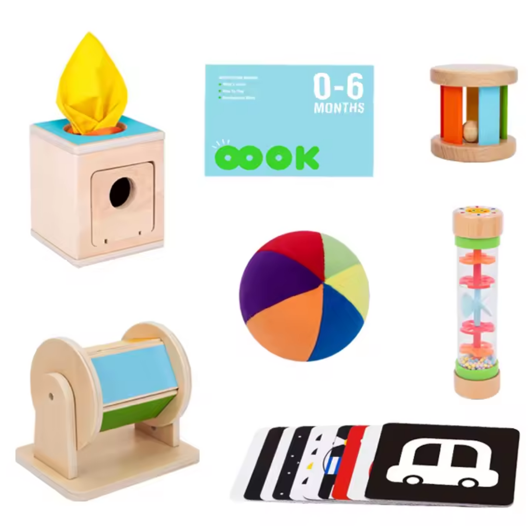 Montessori Early Education Box: Wooden Toys for Babies 0-6 Months