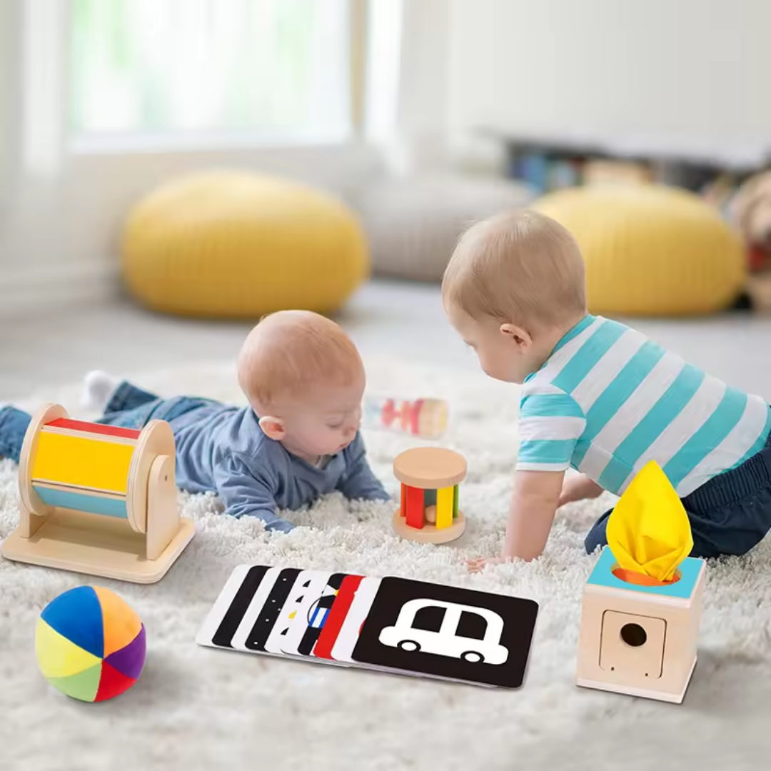 صندوق تعليم مونتيسوري للبيع الساخن للرضع من عمر 0-6 أشهر، ألعاب تعليمية خشبية للأطفال