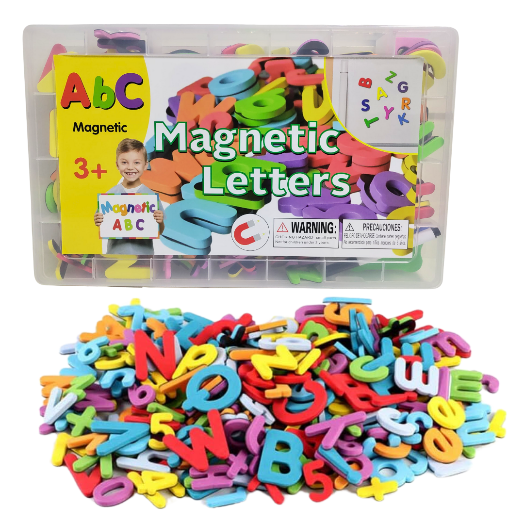 مجموعة حروف الأبجدية المغناطيسية، 238 قطعة ملونة مع لوح مغناطيسي ذو جانبين للأطفال في مرحلة ما قبل المدرسة.