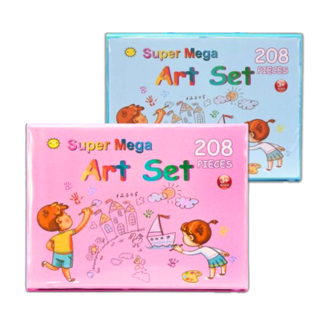 مجموعة أدوات الرسم والتلوين بالألوان المائية للأطفال - صندوق لوازم فنية إبداعية مكون من 208 قطعة 