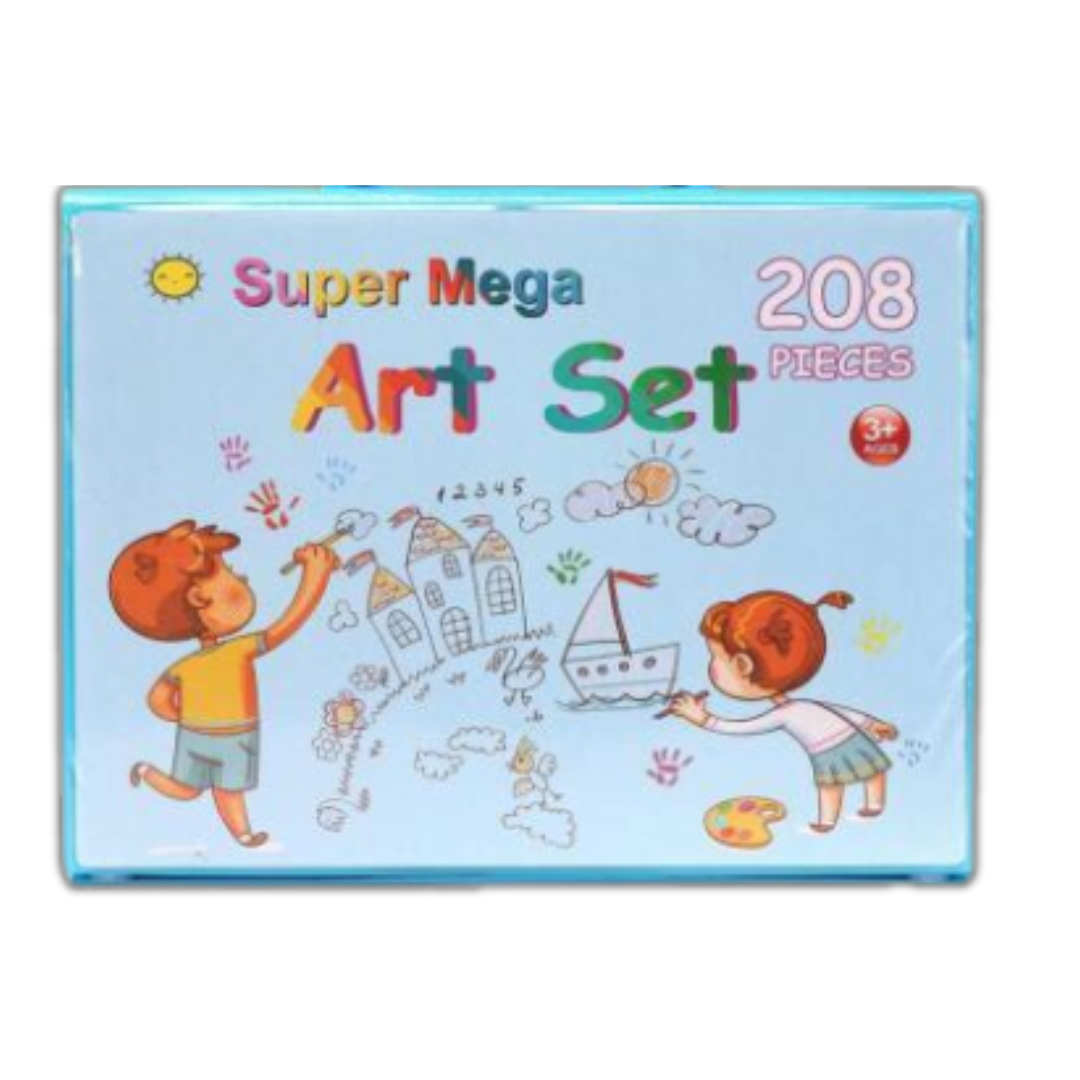 مجموعة أدوات الرسم والتلوين بالألوان المائية للأطفال - صندوق لوازم فنية إبداعية مكون من 208 قطعة 