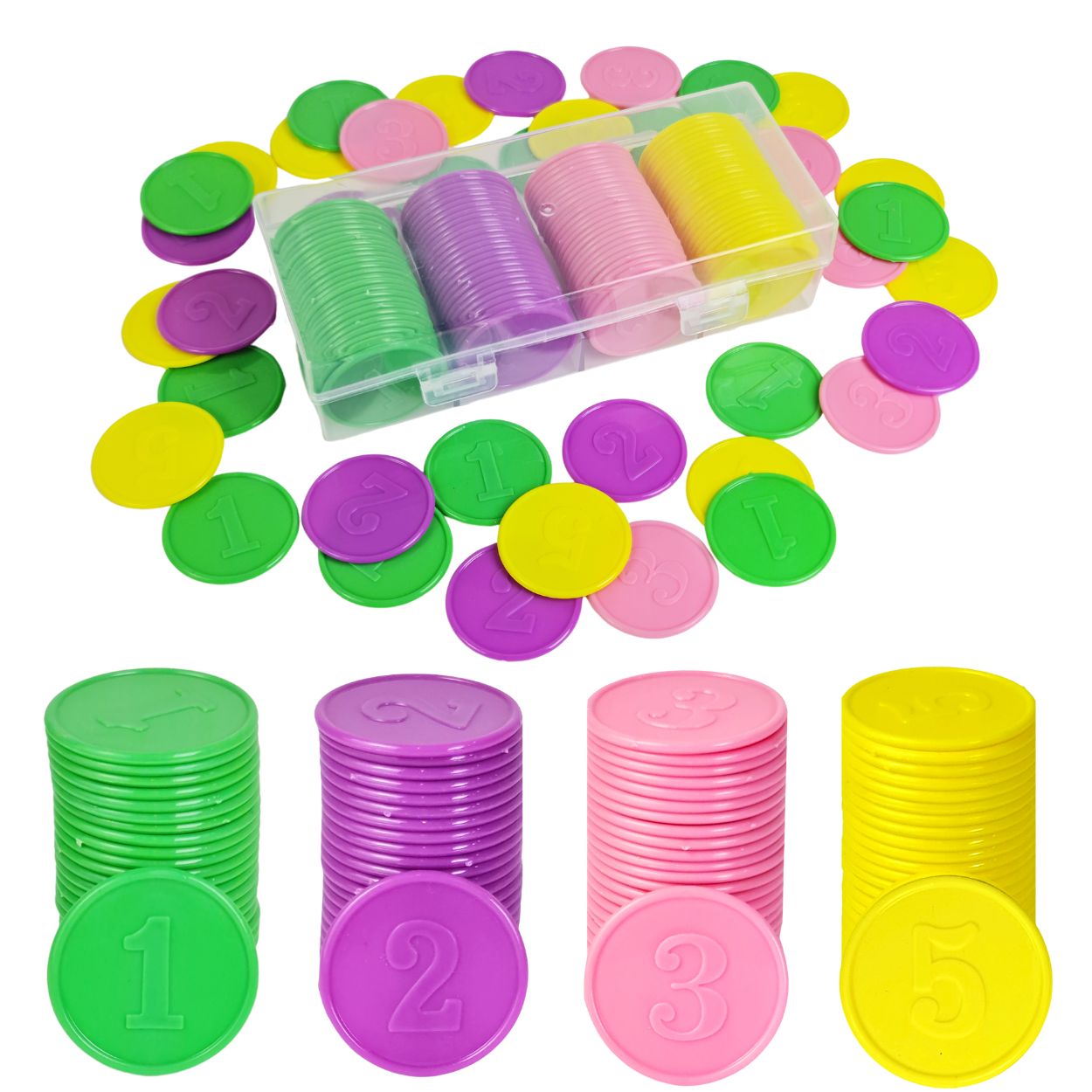 Colorful Plastic Coins for Classroom Engagement – 100-Piece Set