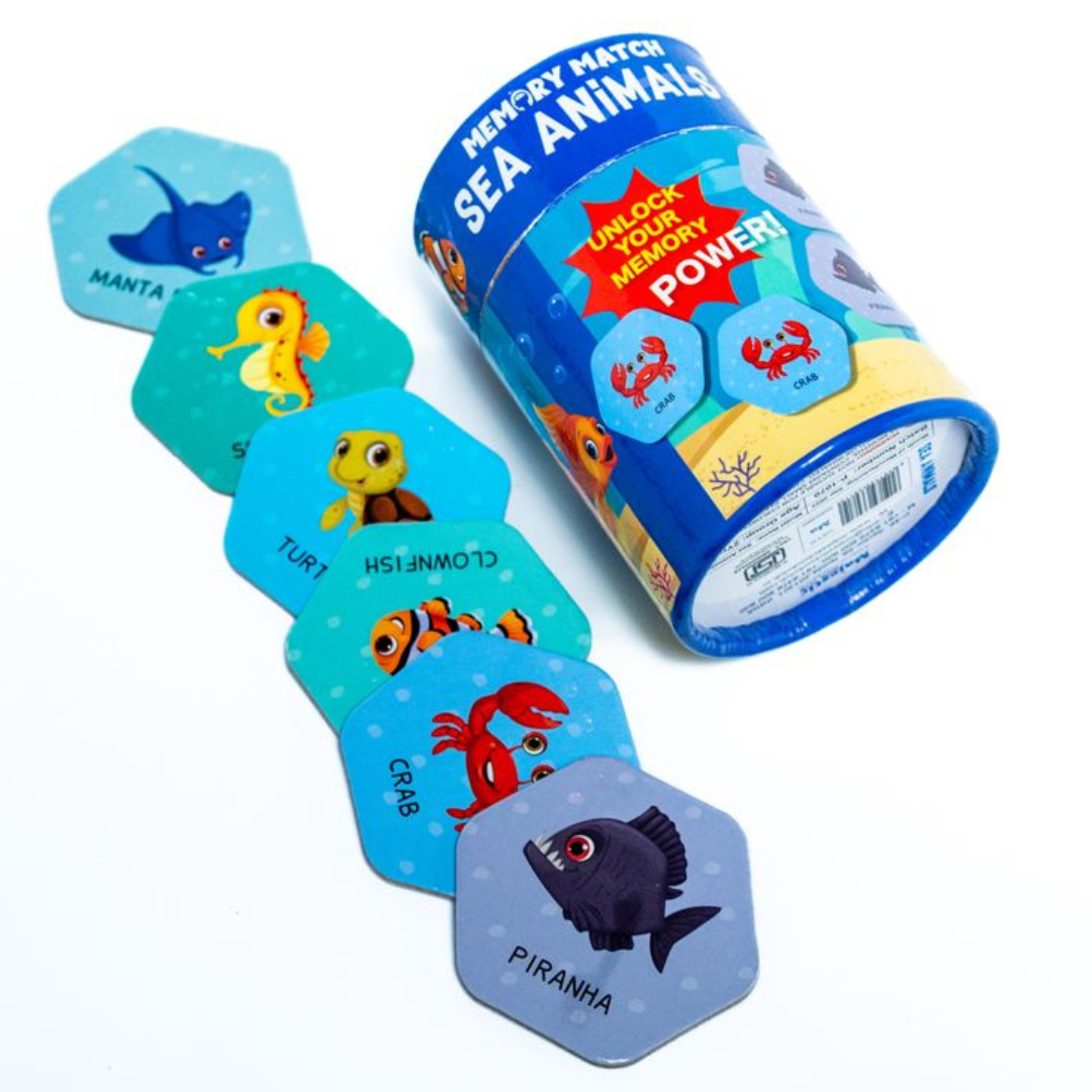 تفعيل لعبة الذاكرة مع بطاقات حيوانات البحر للأطفال





