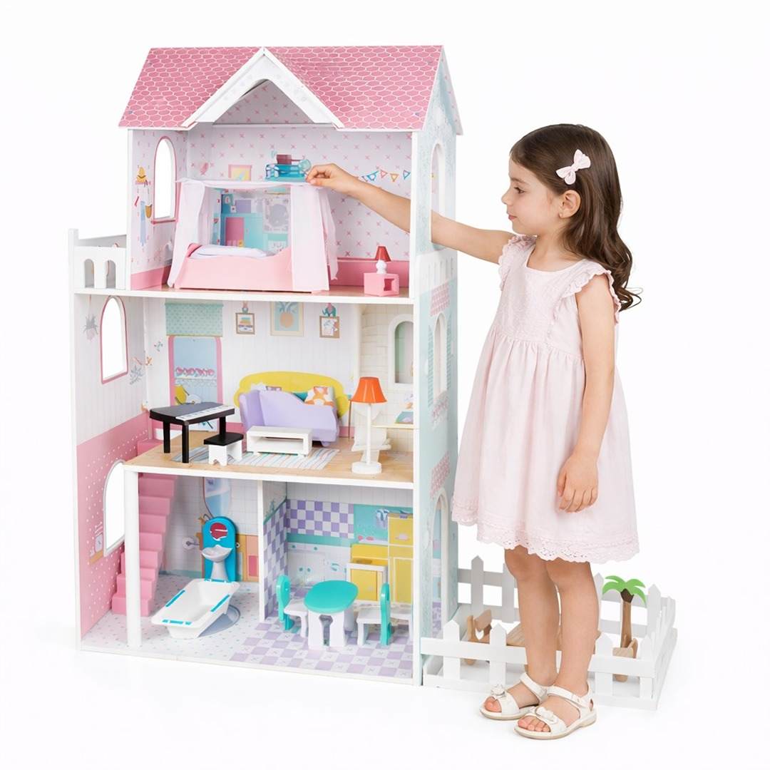 3 - Floor Wooden Dollhouse: A Grand Estate for Infinite Imagination! - Fun Learning Store