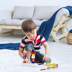 3 - in - 1 Stacking & Lacing Activity Toy – Maze, Beads & Stacking Fun for Toddlers - Fun Learning Store