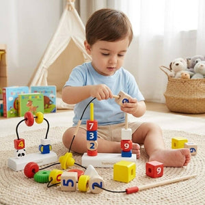 3 - in - 1 Stacking & Lacing Activity Toy – Maze, Beads & Stacking Fun for Toddlers - Fun Learning Store