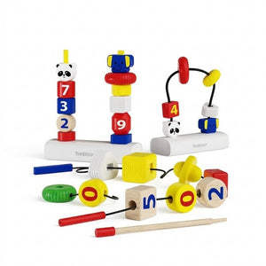 3 - in - 1 Stacking & Lacing Activity Toy – Maze, Beads & Stacking Fun for Toddlers - Fun Learning Store
