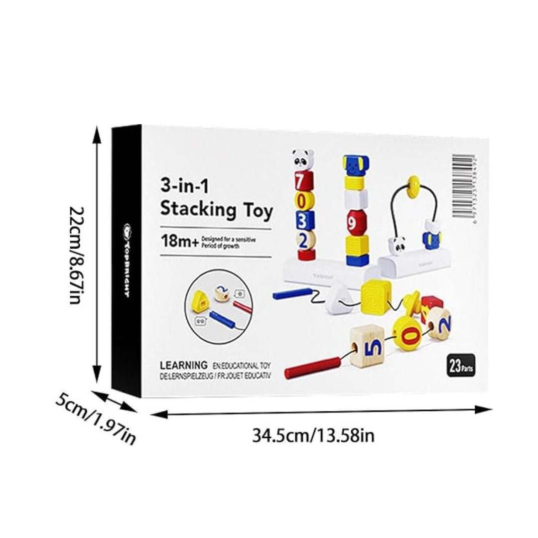 3 - in - 1 Stacking & Lacing Activity Toy – Maze, Beads & Stacking Fun for Toddlers - Fun Learning Store