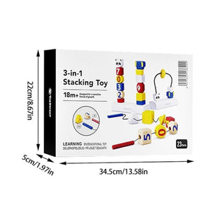 3 - in - 1 Stacking & Lacing Activity Toy – Maze, Beads & Stacking Fun for Toddlers - Fun Learning Store