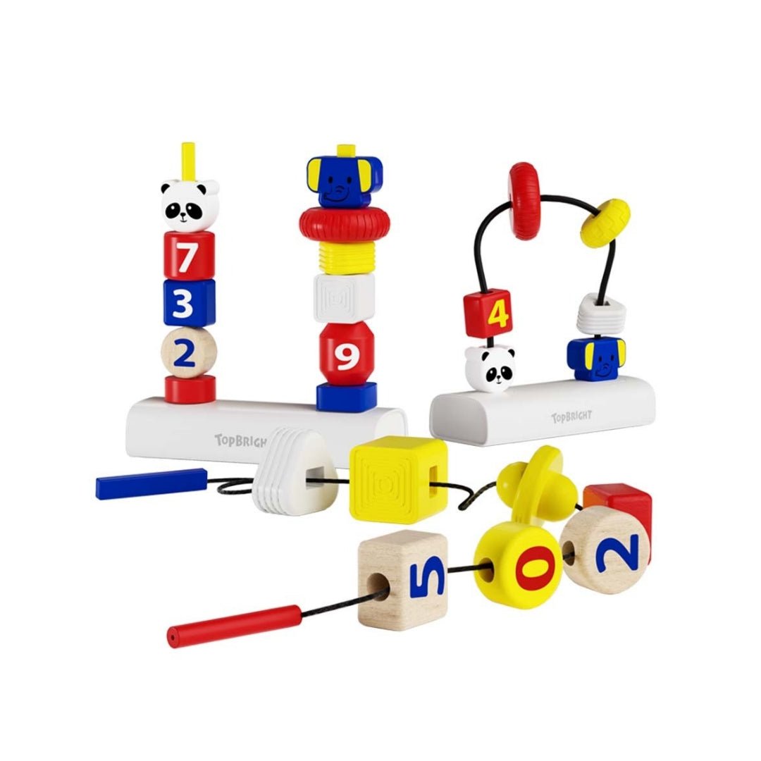 3 - in - 1 Stacking & Lacing Activity Toy – Maze, Beads & Stacking Fun for Toddlers - Fun Learning Store